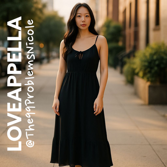 Loveappella Black Maxi Dress with tie front - Picture 7 of 9